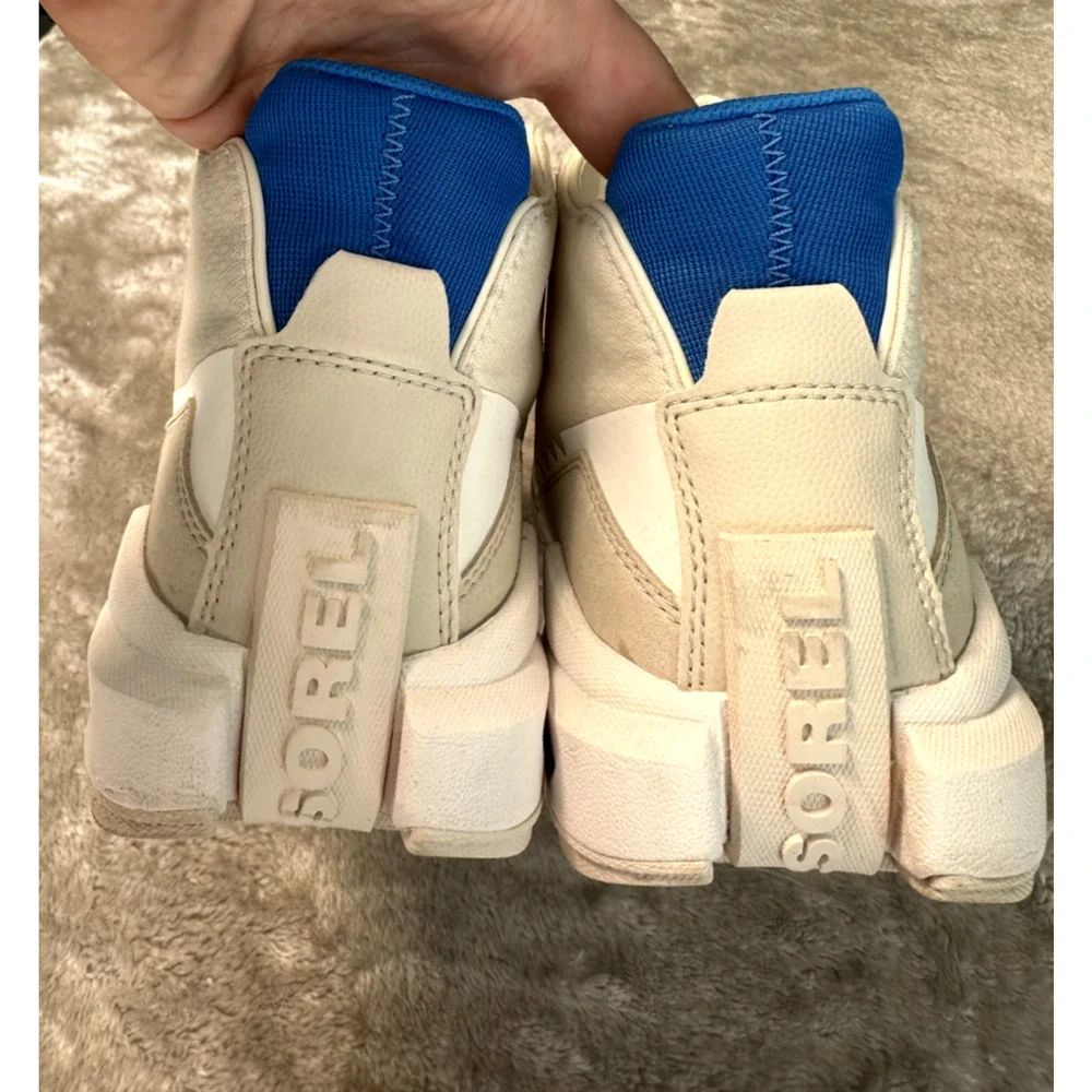 Sorel Out N About 718 Mid Sneakers White Chalk Blue Womens Size 8